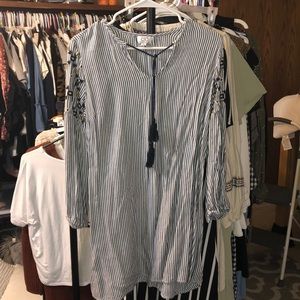 Striped dress with embroidery